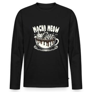 Pause-café amoureux des chats, amoureux du café chat mignon - T-shirt manches longues Premium bio Homme - noir - Devant - Nico (187cm)