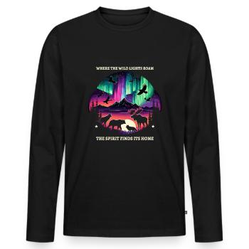 Aurora Aurora Tracker Alaska Wilderness - Men's Premium Organic Long Sleeve Shirt - black - Front - Nico (187cm)