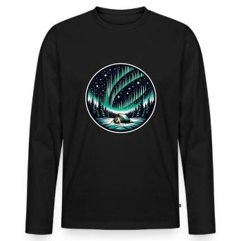 Aurora Aurora Tracker Alaska Wilderness - Men's Premium Organic Long Sleeve Shirt - black - Front - Nico (187cm)