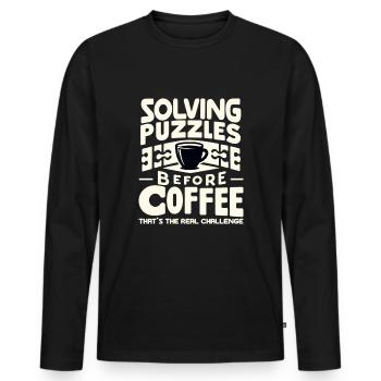 Puzzle Lover Jigzaw Puzzle Brettspiel Puzzler - Männer Premium Bio Langarmshirt - Schwarz - Vorne - Nico (187cm)