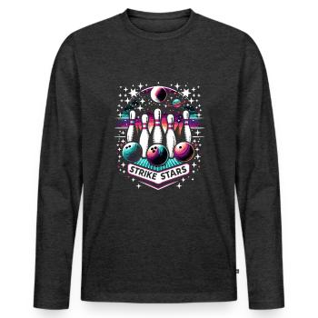 Drôle de bowling équipe bowler grève bowling club - T-shirt manches longues Premium bio Homme - anthracite chiné - Devant - Nico (187cm)