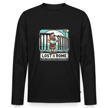 Jules César Histoire romaine Empire romain - T-shirt manches longues Premium bio Homme - noir - Devant - Nico (187cm)