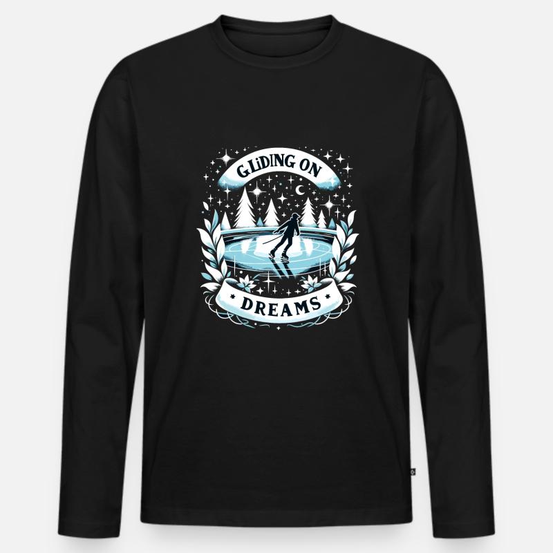Eislaufen Schlittschuhläufer - Männer Premium Bio Langarmshirt - Schwarz