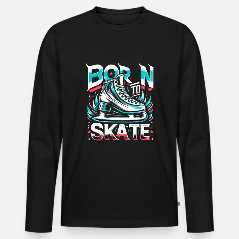 Eislaufen Schlittschuhläufer - Männer Premium Bio Langarmshirt - Schwarz