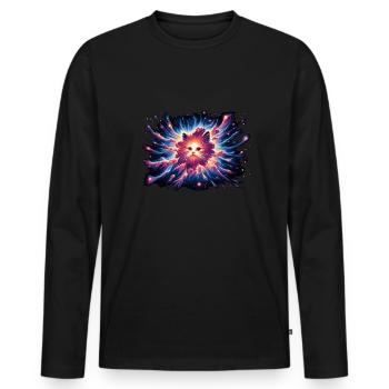 Chat, Astronaute, Astronomie, Système Solaire Externe - T-shirt manches longues Premium bio Homme - noir - Devant - Nico (187cm)