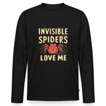 Funny Arachnophobia Awareness, Spider Phobia - Men's Premium Organic Long Sleeve Shirt - black - Front - Nico (187cm)