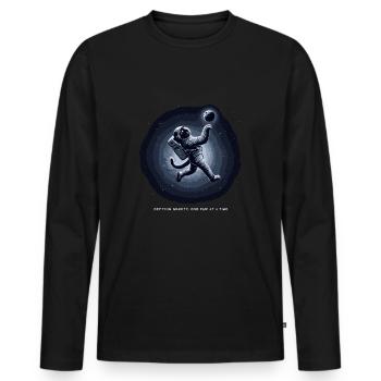 Chat, Astronaute, Astronomie, Système Solaire Externe - T-shirt manches longues Premium bio Homme - noir - Devant - Nico (187cm)