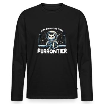 Chat, Astronaute, Astronomie, Système Solaire Externe - T-shirt manches longues Premium bio Homme - noir - Devant - Nico (187cm)