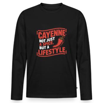 Amateurs de cuisine épicée, Chili Peppers Chef - T-shirt manches longues Premium bio Homme - noir - Devant - Nico (187cm)