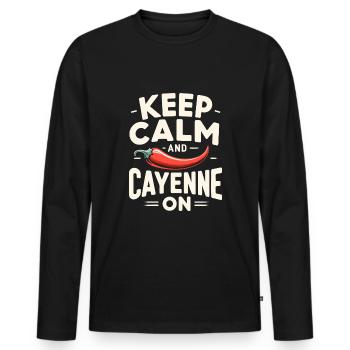 Amateur de cuisine épicée, chef des Chili Peppers - T-shirt manches longues Premium bio Homme - noir - Devant - Nico (187cm)
