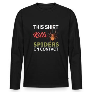 Funny Arachnophobia Awareness, Spider Phobia - Men's Premium Organic Long Sleeve Shirt - black - Front - Nico (187cm)