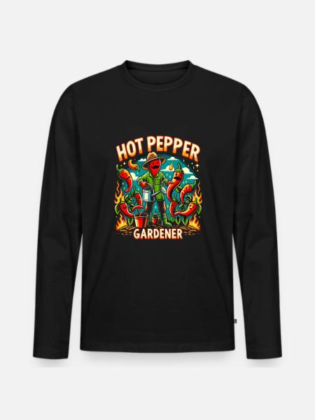 Elskere af krydret mad, Chili Peppers Chef - Premium økologisk langærmet T-shirt til mænd - sort