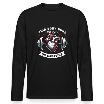 Musculation, Powerlifting, Haltération, Fitness - T-shirt manches longues Premium bio Homme - noir - Devant - Nico (187cm)