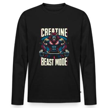 Bodybuilding, Powerlifting, Weightlifting, Fitness - Men's Premium Organic Long Sleeve Shirt - black - Front - Nico (187cm)