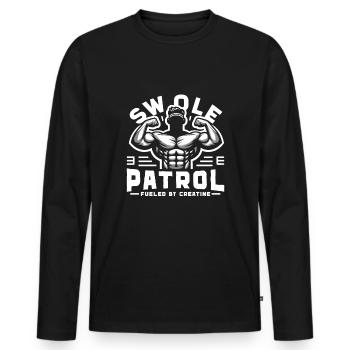 Bodybuilding, Powerlifting, Weightlifting, Fitness - Men's Premium Organic Long Sleeve Shirt - black - Front - Nico (187cm)