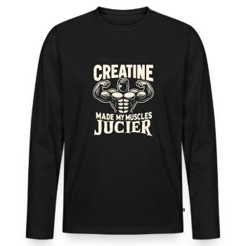 Bodybuilding, Powerlifting, Weightlifting, Fitness - Men's Premium Organic Long Sleeve Shirt - black - Front - Nico (187cm)