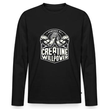 Bodybuilding, Powerlifting, Weightlifting, Fitness - Men's Premium Organic Long Sleeve Shirt - black - Front - Nico (187cm)