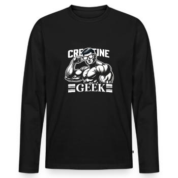 Bodybuilding, Powerlifting, Weightlifting, Fitness - Men's Premium Organic Long Sleeve Shirt - black - Front - Nico (187cm)