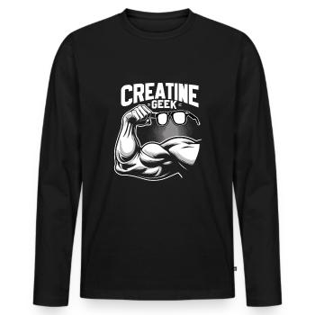 Bodybuilding, Powerlifting, Weightlifting, Fitness - Men's Premium Organic Long Sleeve Shirt - black - Front - Nico (187cm)