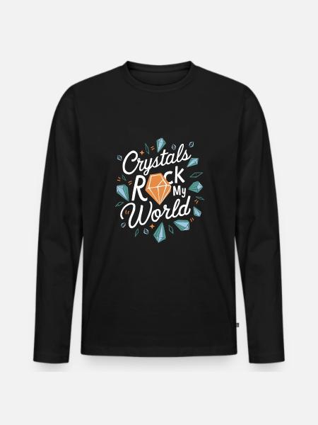 Kristall Healing Crytal Kristaller och Stenar - Ekologisk långärmad premium-T-shirt herr - svart