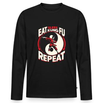 Kung Fu Chinese Kung Fu Asian Kung Fu - Men's Premium Organic Long Sleeve Shirt - black - Front - Nico (187cm)