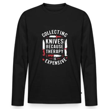 Knife Collector Knife Collection Hunting Fishing - Männer Premium Bio Langarmshirt - Schwarz - Vorne - Nico (187cm)