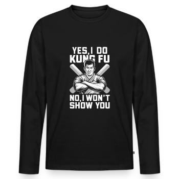 Kung Fu Kung Fu Chinois Kung Fu Asiatique - T-shirt manches longues Premium bio Homme - noir - Devant - Nico (187cm)