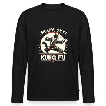 Kung Fu Kung Fu Chinois Kung Fu Asiatique - T-shirt manches longues Premium bio Homme - noir - Devant - Nico (187cm)