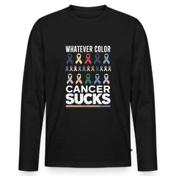 Cancer Sucks Cancer Awareness Cancer Warrior - Men's Premium Organic Long Sleeve Shirt - black - Front - Nico (187cm)