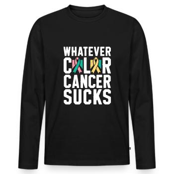 Cancer Sucks Cancer Awareness Cancer Warrior - Men's Premium Organic Long Sleeve Shirt - black - Front - Nico (187cm)