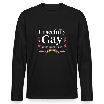 Birthgay Gay Pride Flag Pride Month Equal Rights - Men's Premium Organic Long Sleeve Shirt - black - Front - Nico (187cm)