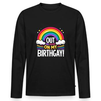 Birthgay Gay Pride Flag Pride Month Equal Rights - Men's Premium Organic Long Sleeve Shirt - black - Front - Nico (187cm)