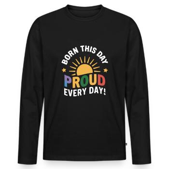 Birthgay Gay Pride Flag Pride Month Equal Rights - Men's Premium Organic Long Sleeve Shirt - black - Front - Nico (187cm)