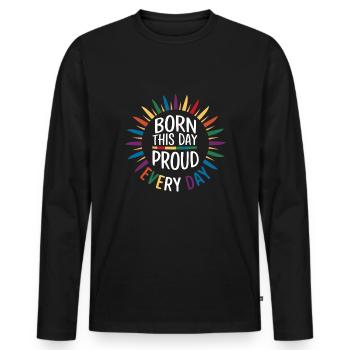 Birthgay Gay Pride Flag Pride Month Equal Rights - Men's Premium Organic Long Sleeve Shirt - black - Front - Nico (187cm)