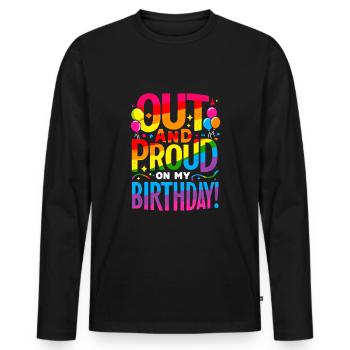Birthgay Gay Pride Flag Pride Month Equal Rights - Men's Premium Organic Long Sleeve Shirt - black - Front - Nico (187cm)