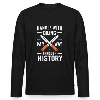 Knife Collector Knife Collection Hunting Fishing - Männer Premium Bio Langarmshirt - Schwarz - Vorne - Nico (187cm)