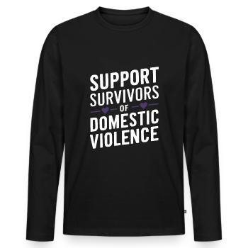 Raising awareness of domestic violence - Men's Premium Organic Long Sleeve Shirt - black - Front - Nico (187cm)