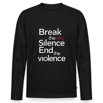 Raising awareness of domestic violence - Men's Premium Organic Long Sleeve Shirt - black - Front - Nico (187cm)