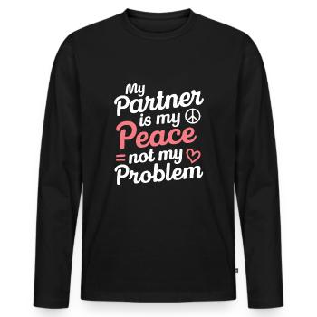Raising awareness of domestic violence - Men's Premium Organic Long Sleeve Shirt - black - Front - Nico (187cm)
