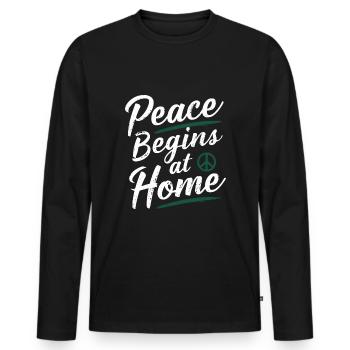 Raising awareness of domestic violence - Men's Premium Organic Long Sleeve Shirt - black - Front - Nico (187cm)