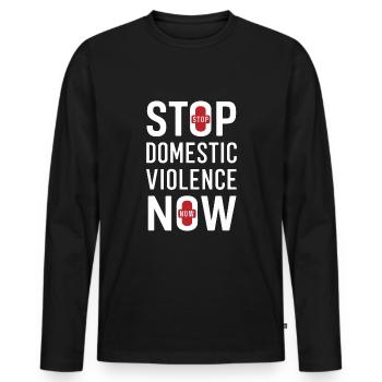 Raising awareness of domestic violence - Men's Premium Organic Long Sleeve Shirt - black - Front - Nico (187cm)