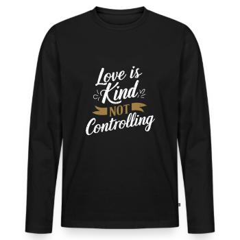 Raising awareness of domestic violence - Men's Premium Organic Long Sleeve Shirt - black - Front - Nico (187cm)