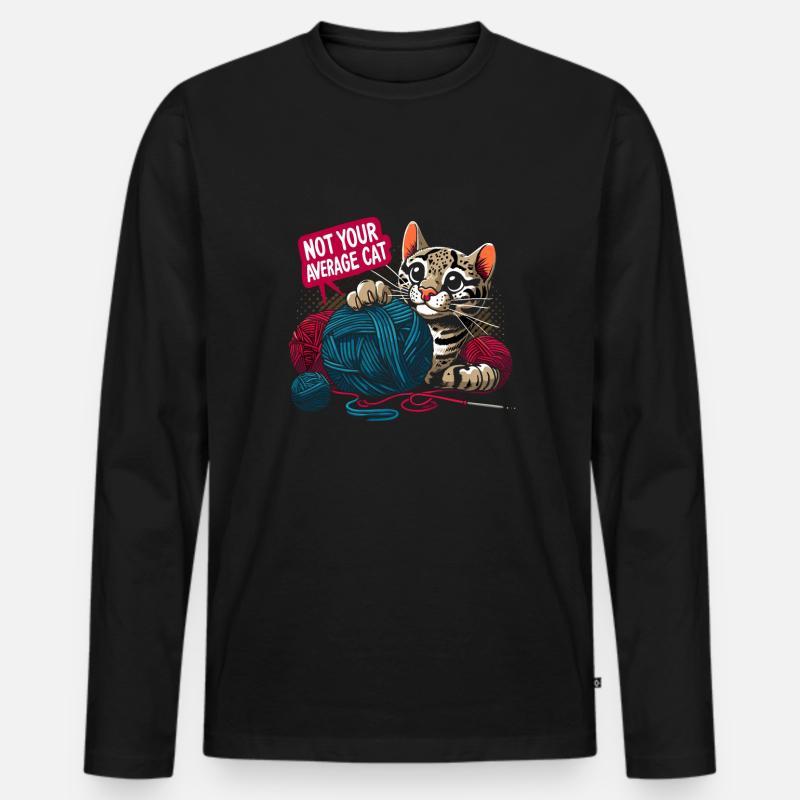 Ozelot Wild Cat Exotic Pets Jungle Big Cat - Männer Premium Bio Langarmshirt - Schwarz
