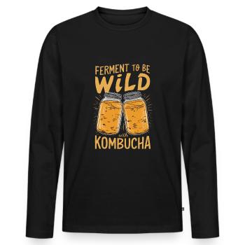Benefits of Kombucha for Brewer Maker Tea Lover - Men's Premium Organic Long Sleeve Shirt - black - Front - Nico (187cm)