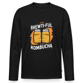 Benefits of Kombucha for Brewer Maker Tea Lover - Men's Premium Organic Long Sleeve Shirt - black - Front - Nico (187cm)