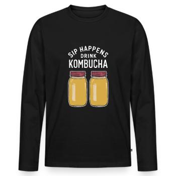 Vorteile Von Kombucha Für Brewer Maker Tea Lover - Männer Premium Bio Langarmshirt - Schwarz - Vorne - Nico (187cm)