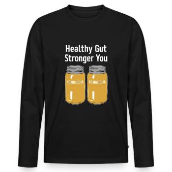 Benefits of Kombucha for Brewer Maker Tea Lover - Men's Premium Organic Long Sleeve Shirt - black - Front - Nico (187cm)