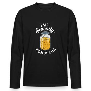 Benefits of Kombucha for Brewer Maker Tea Lover - Men's Premium Organic Long Sleeve Shirt - black - Front - Nico (187cm)