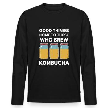 Vorteile Von Kombucha Für Brewer Maker Tea Lover - Männer Premium Bio Langarmshirt - Schwarz - Vorne - Nico (187cm)