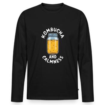 Avantages du Kombucha pour les amateurs de thé - T-shirt manches longues Premium bio Homme - noir - Devant - Nico (187cm)